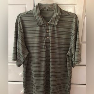 Men’s sage green striped polo size Large